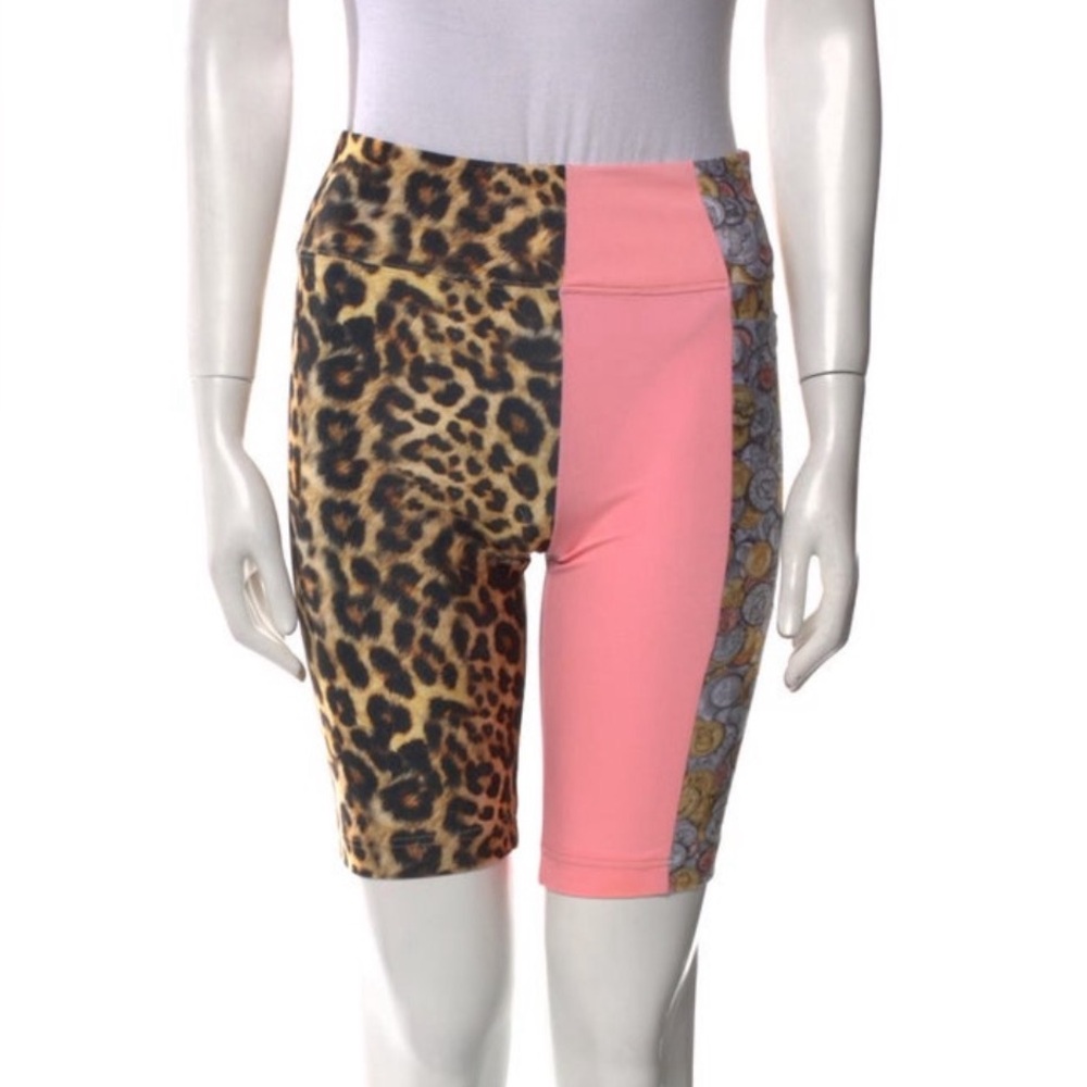 Idil Vice Pink, Leopard and Print Bike Short. NWT. Size Small. HTF